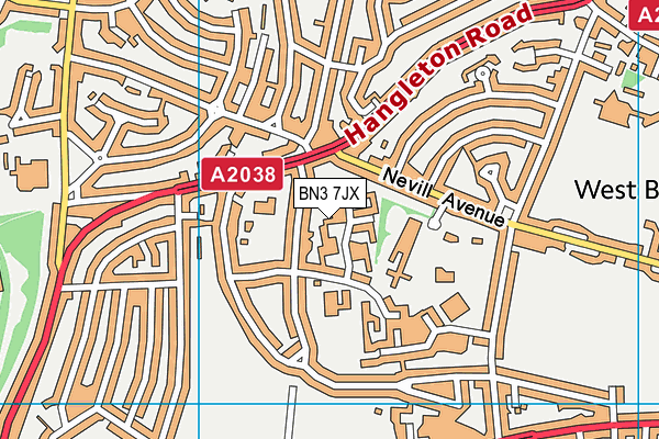 BN3 7JX map - OS VectorMap District (Ordnance Survey)
