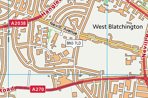 BN3 7LD map - OS VectorMap District (Ordnance Survey)
