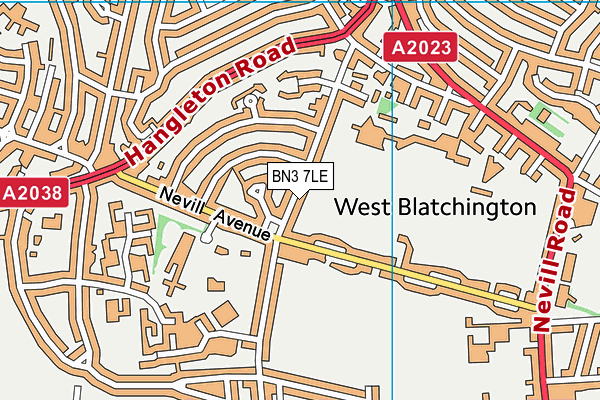 BN3 7LE map - OS VectorMap District (Ordnance Survey)