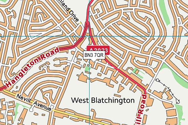 BN3 7QR map - OS VectorMap District (Ordnance Survey)