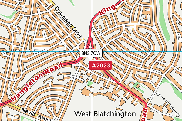 BN3 7QW map - OS VectorMap District (Ordnance Survey)