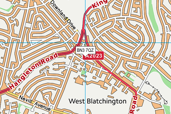 BN3 7QZ map - OS VectorMap District (Ordnance Survey)