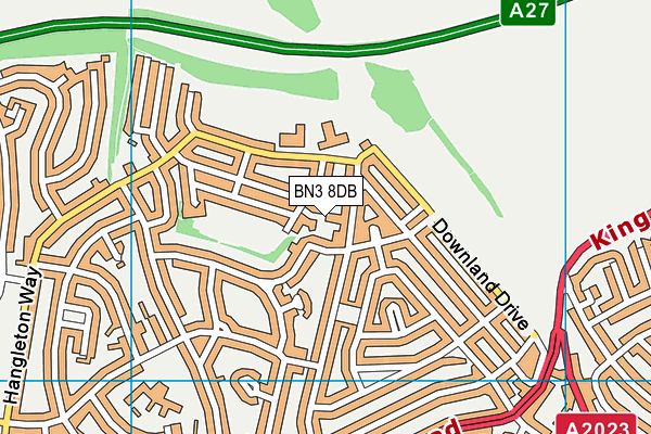 BN3 8DB map - OS VectorMap District (Ordnance Survey)