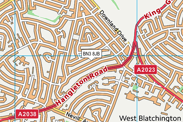 BN3 8JB map - OS VectorMap District (Ordnance Survey)