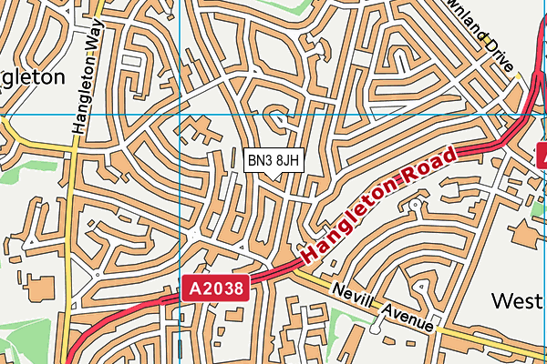 BN3 8JH map - OS VectorMap District (Ordnance Survey)