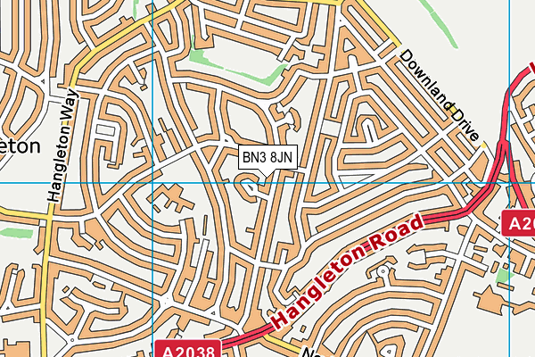 BN3 8JN map - OS VectorMap District (Ordnance Survey)