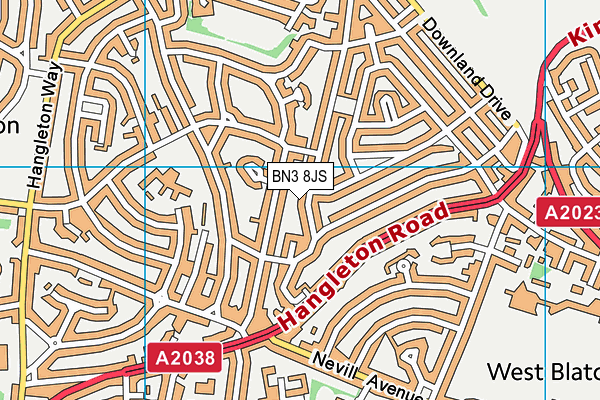 BN3 8JS map - OS VectorMap District (Ordnance Survey)