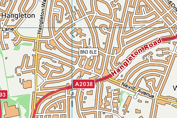 BN3 8LE map - OS VectorMap District (Ordnance Survey)