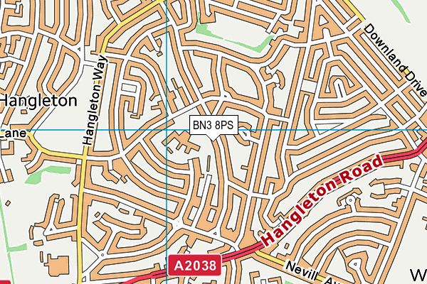 BN3 8PS map - OS VectorMap District (Ordnance Survey)