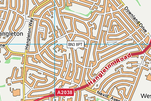 BN3 8PT map - OS VectorMap District (Ordnance Survey)