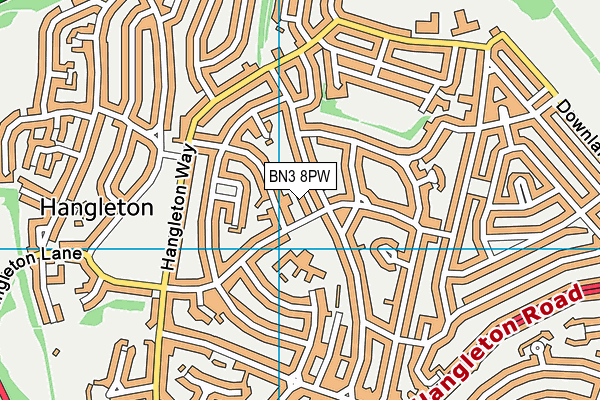BN3 8PW map - OS VectorMap District (Ordnance Survey)