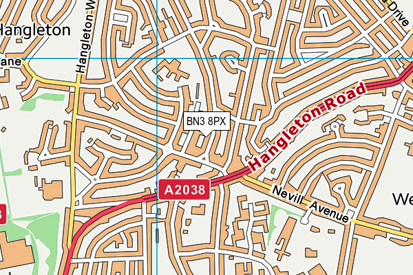 BN3 8PX map - OS VectorMap District (Ordnance Survey)