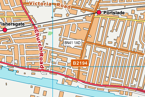 BN41 1AD map - OS VectorMap District (Ordnance Survey)