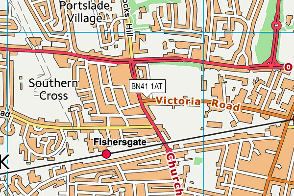 BN41 1AT map - OS VectorMap District (Ordnance Survey)