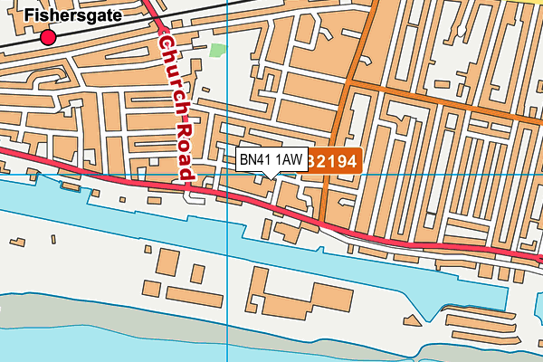 BN41 1AW map - OS VectorMap District (Ordnance Survey)