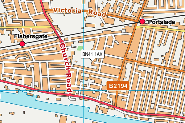 BN41 1AX map - OS VectorMap District (Ordnance Survey)