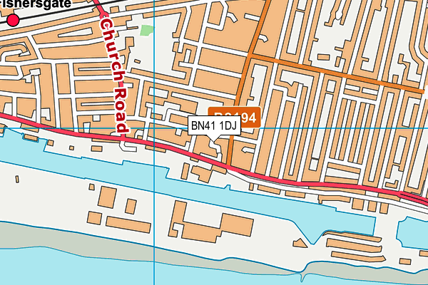 BN41 1DJ map - OS VectorMap District (Ordnance Survey)