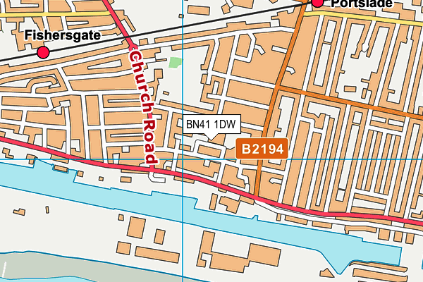 BN41 1DW map - OS VectorMap District (Ordnance Survey)