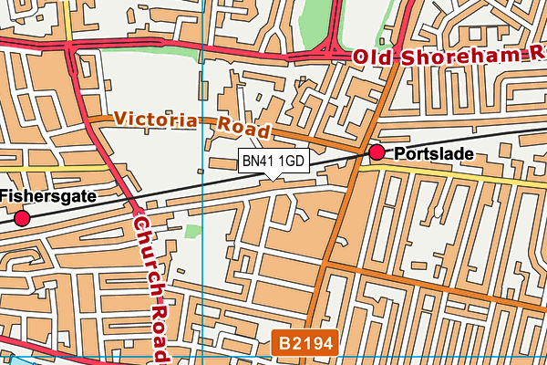 BN41 1GD map - OS VectorMap District (Ordnance Survey)