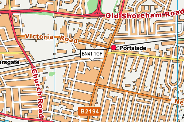 BN41 1GF map - OS VectorMap District (Ordnance Survey)