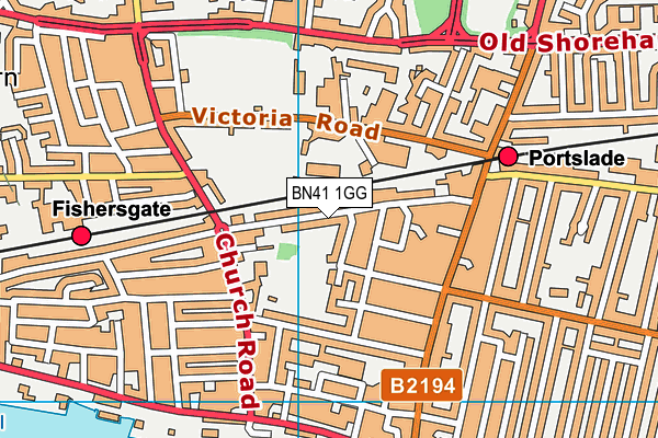 BN41 1GG map - OS VectorMap District (Ordnance Survey)
