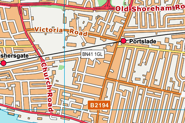 BN41 1GL map - OS VectorMap District (Ordnance Survey)