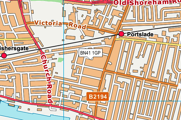 BN41 1GP map - OS VectorMap District (Ordnance Survey)