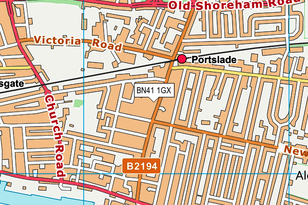 BN41 1GX map - OS VectorMap District (Ordnance Survey)