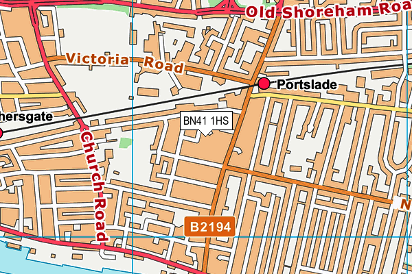 BN41 1HS map - OS VectorMap District (Ordnance Survey)