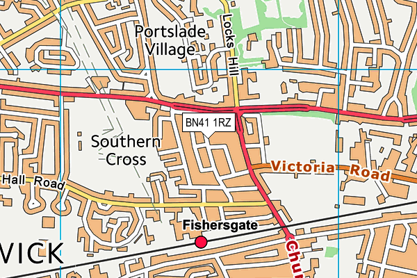 BN41 1RZ map - OS VectorMap District (Ordnance Survey)