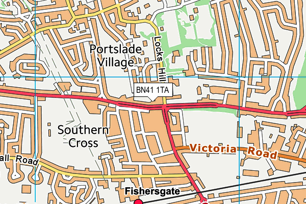BN41 1TA map - OS VectorMap District (Ordnance Survey)