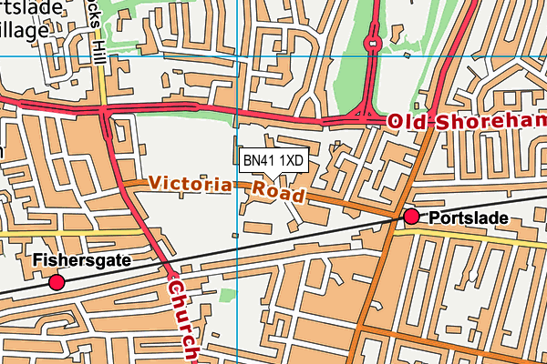 BN41 1XD map - OS VectorMap District (Ordnance Survey)