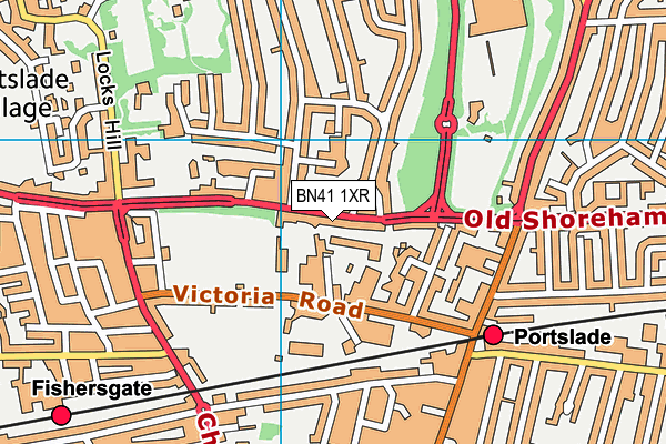 BN41 1XR map - OS VectorMap District (Ordnance Survey)