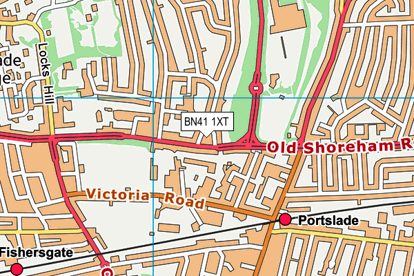 BN41 1XT map - OS VectorMap District (Ordnance Survey)
