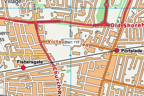 BN41 1YF map - OS VectorMap District (Ordnance Survey)