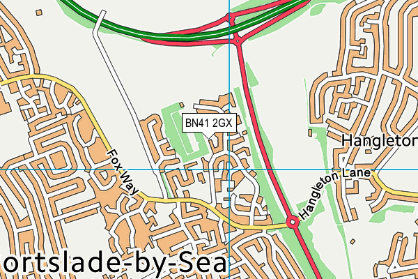 BN41 2GX map - OS VectorMap District (Ordnance Survey)