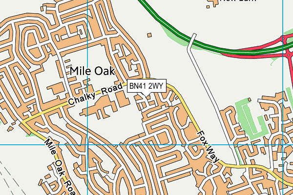 BN41 2WY map - OS VectorMap District (Ordnance Survey)