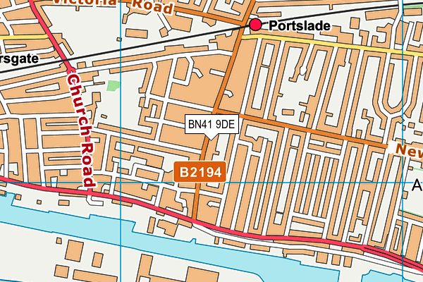 BN41 9DE map - OS VectorMap District (Ordnance Survey)