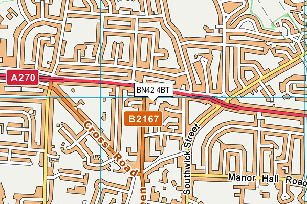 BN42 4BT map - OS VectorMap District (Ordnance Survey)