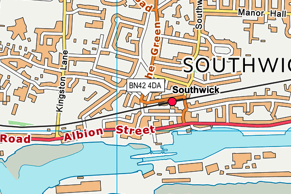 BN42 4DA map - OS VectorMap District (Ordnance Survey)