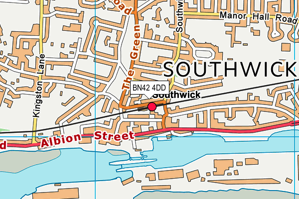 BN42 4DD map - OS VectorMap District (Ordnance Survey)