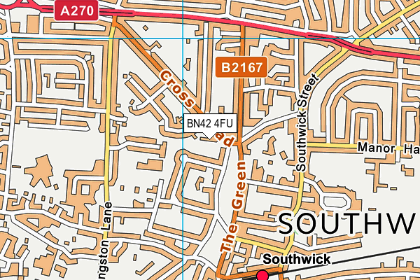 BN42 4FU map - OS VectorMap District (Ordnance Survey)