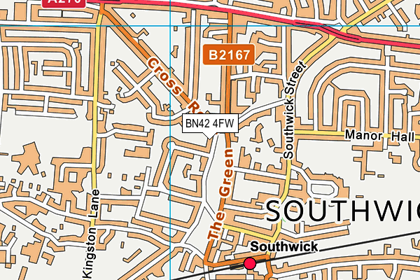 BN42 4FW map - OS VectorMap District (Ordnance Survey)