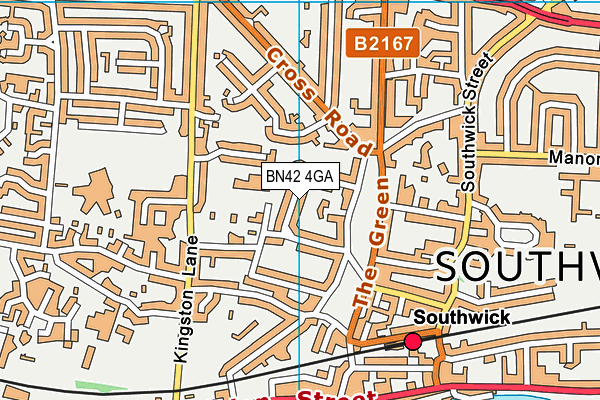 BN42 4GA map - OS VectorMap District (Ordnance Survey)