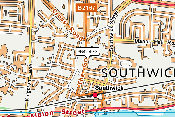 BN42 4GG map - OS VectorMap District (Ordnance Survey)