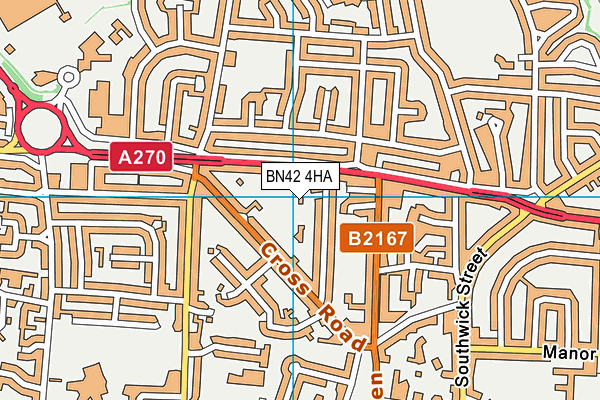 BN42 4HA map - OS VectorMap District (Ordnance Survey)