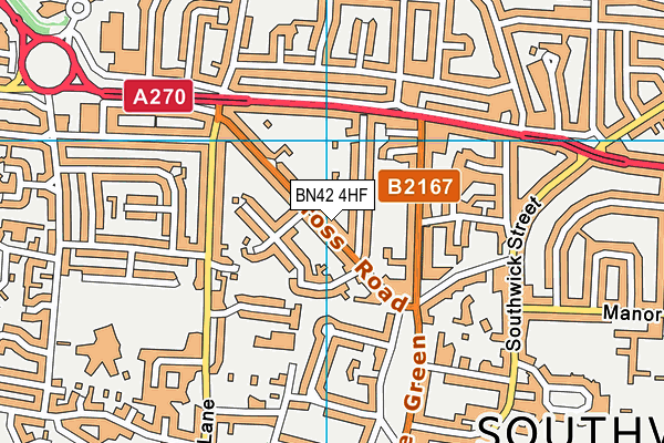 BN42 4HF map - OS VectorMap District (Ordnance Survey)