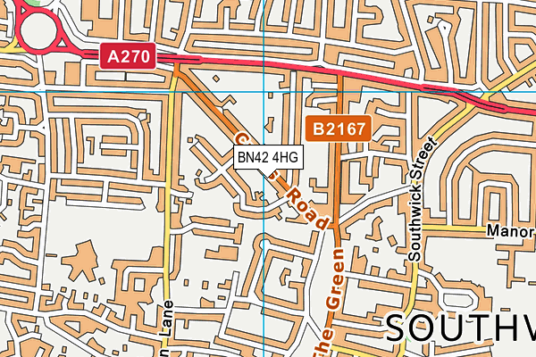 BN42 4HG map - OS VectorMap District (Ordnance Survey)