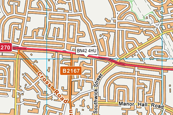 BN42 4HU map - OS VectorMap District (Ordnance Survey)