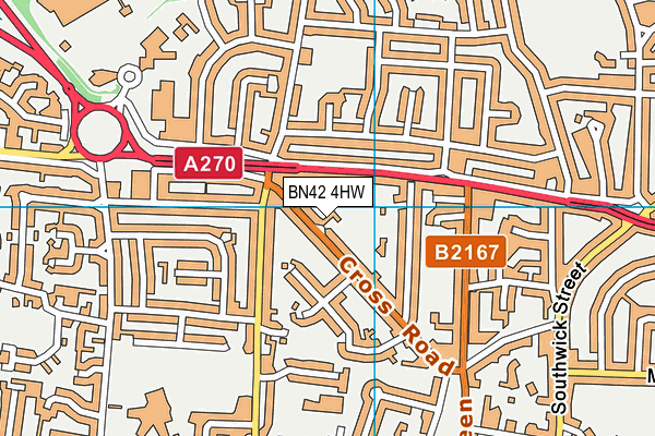 BN42 4HW map - OS VectorMap District (Ordnance Survey)
